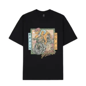 BRAIN DEAD EQUIPMENT BIKE LIZARD T-SHIRT - BLACK