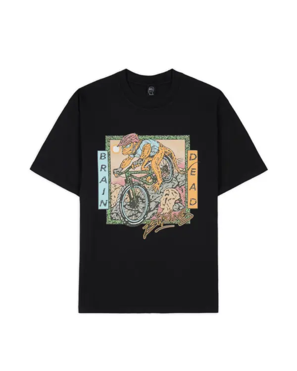 BRAIN DEAD EQUIPMENT BIKE LIZARD T-SHIRT - BLACK