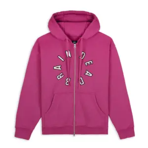 COLLEGIATE ZIP UP HOODIE - FUCSHIA