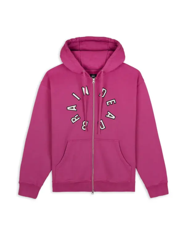 COLLEGIATE ZIP UP HOODIE - FUCSHIA