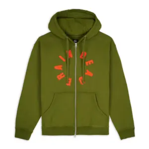 COLLEGIATE ZIP UP HOODIE - OLIVE