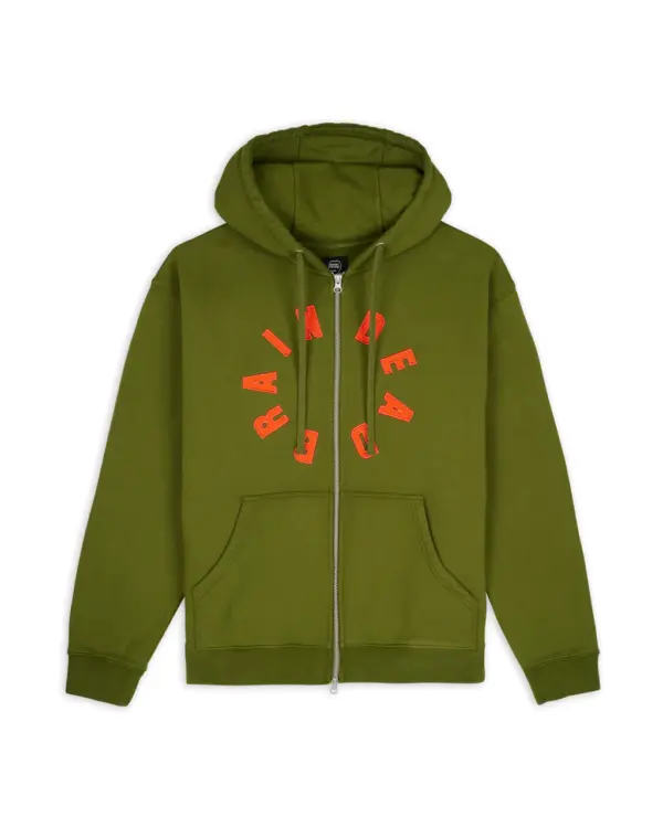 COLLEGIATE ZIP UP HOODIE - OLIVE